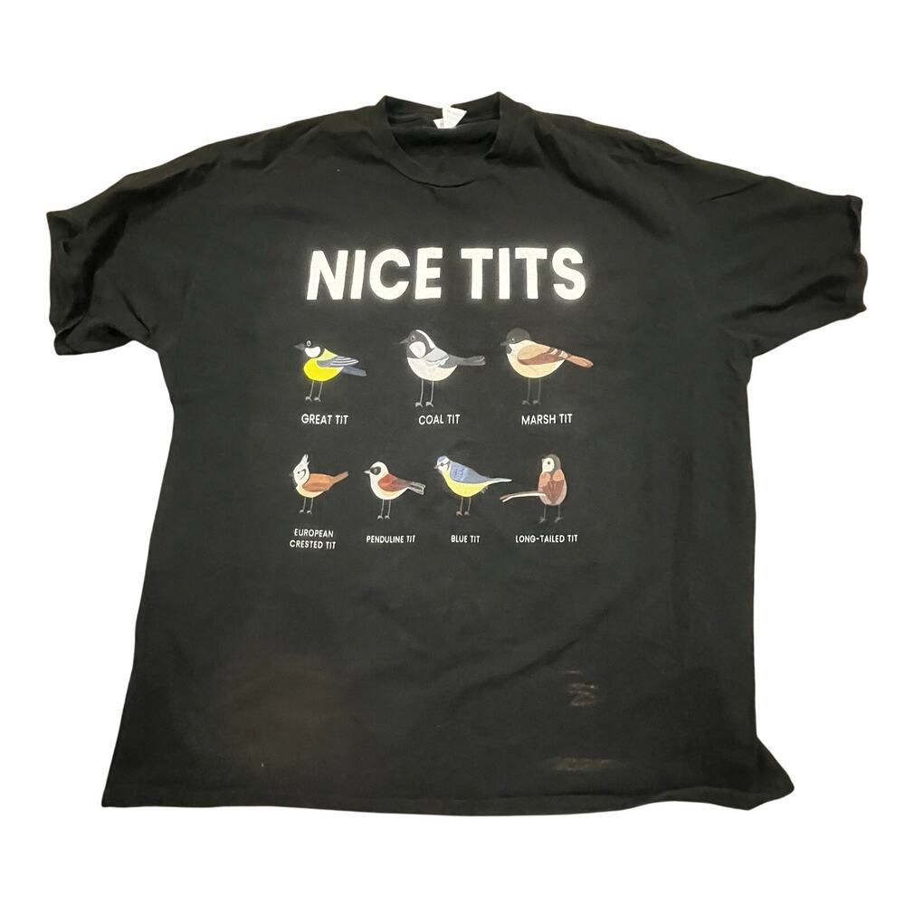 Funny Bird Watching Shirt Graphic Men 3XL Black Tee‎ Nature